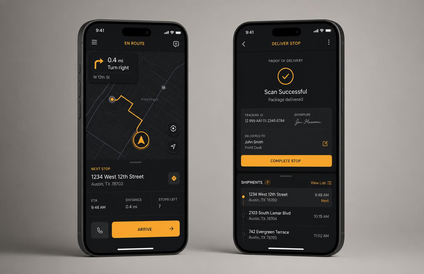 CARGOLINE Mobile app — driver routing and proof of delivery